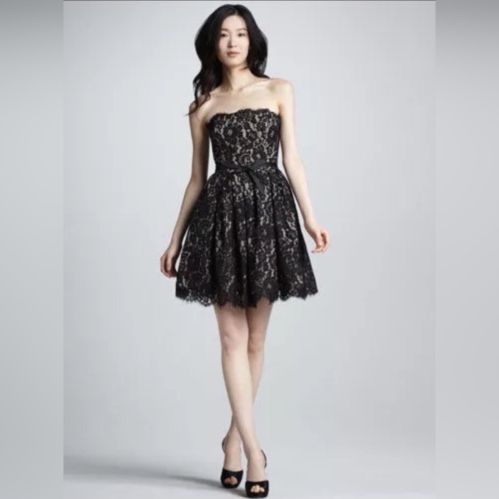 Robert Rodriguez Neiman Marcus for Target Black Lace Strapless Party Dress EUC 2